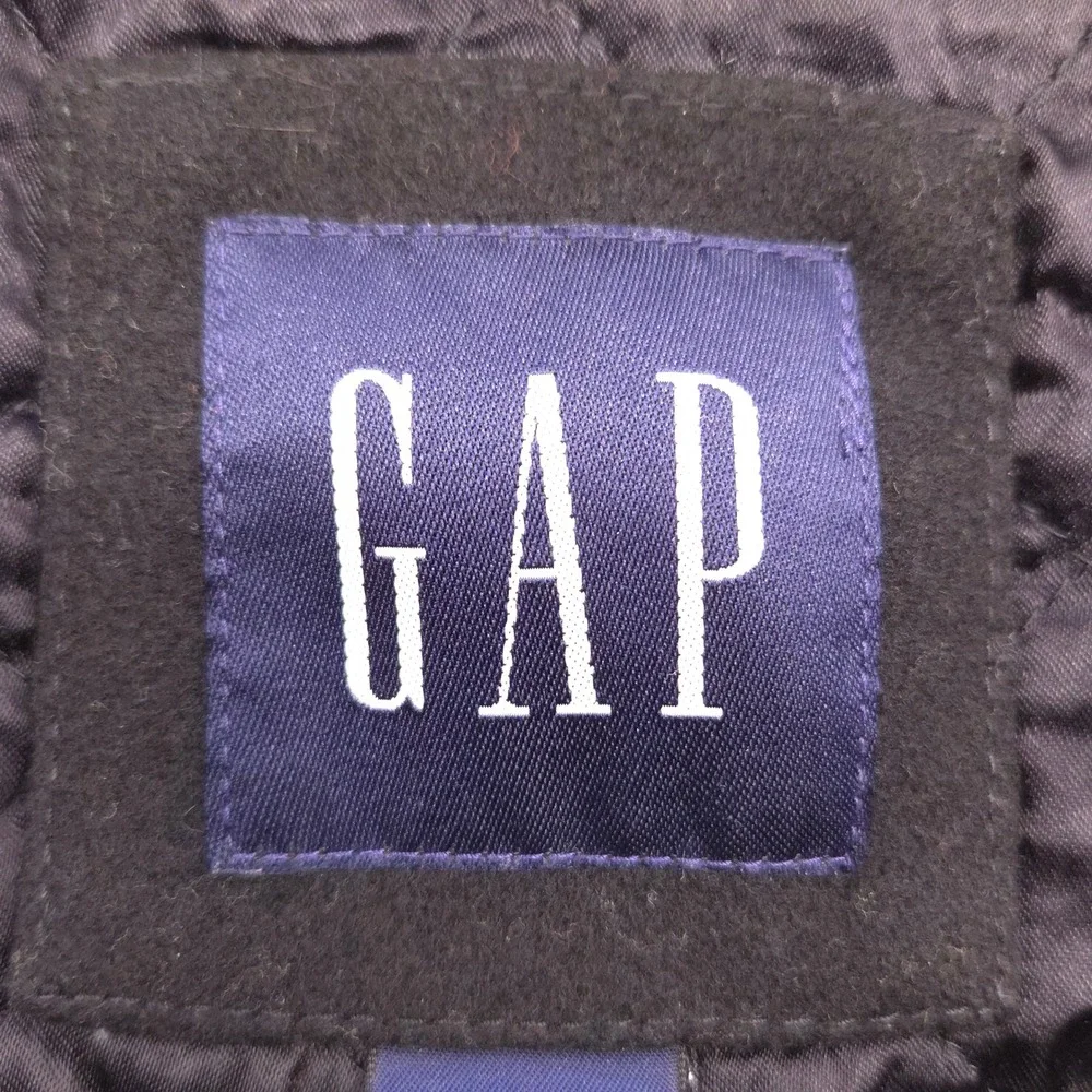 Gap Wool-Blend Three Button Topcoat Black‎ Quilted Lined Mens Medium